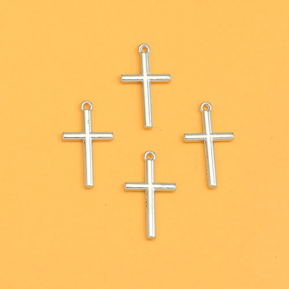 30pcs/Lots 13x23mm Antique Cross Charms Pendants For DIY Keychain Earring Necklace Jewelry Making Supplies Accessories Wholesale