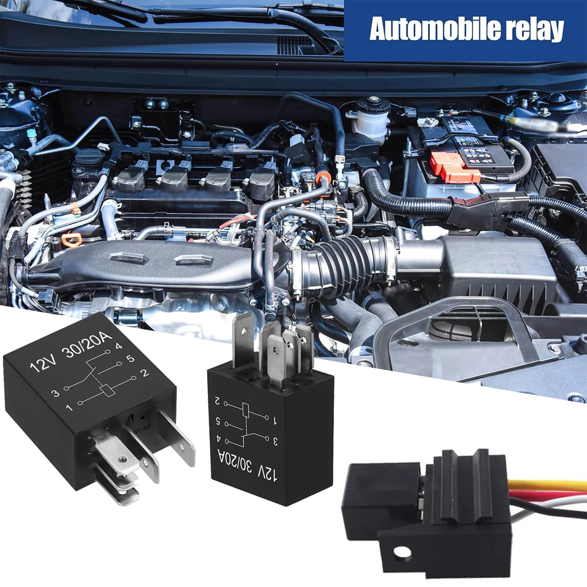 4er-Pack Automotive Violette Relaisbuchse mit Kabel, 4-Pin/5-Pin Universalrelais, 12V/24V 30A SPDT Mehrzweck-Starterrelais – Detail 4
