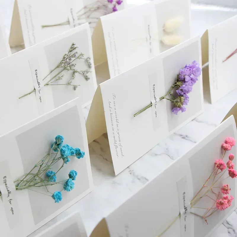 5 Packungen getrocknete Blumen Grußkarten mit Umschlag Blumen Postkarte Blumen Hochzeit Weihnachts geschenke Karten Umschläge Wohnkultur