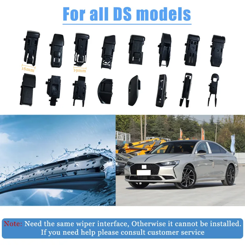 

For DS 1Pcs Universal Car Windshield Wiper Blades Soft Rubber Automotive Replacement Wiper Easy to Install