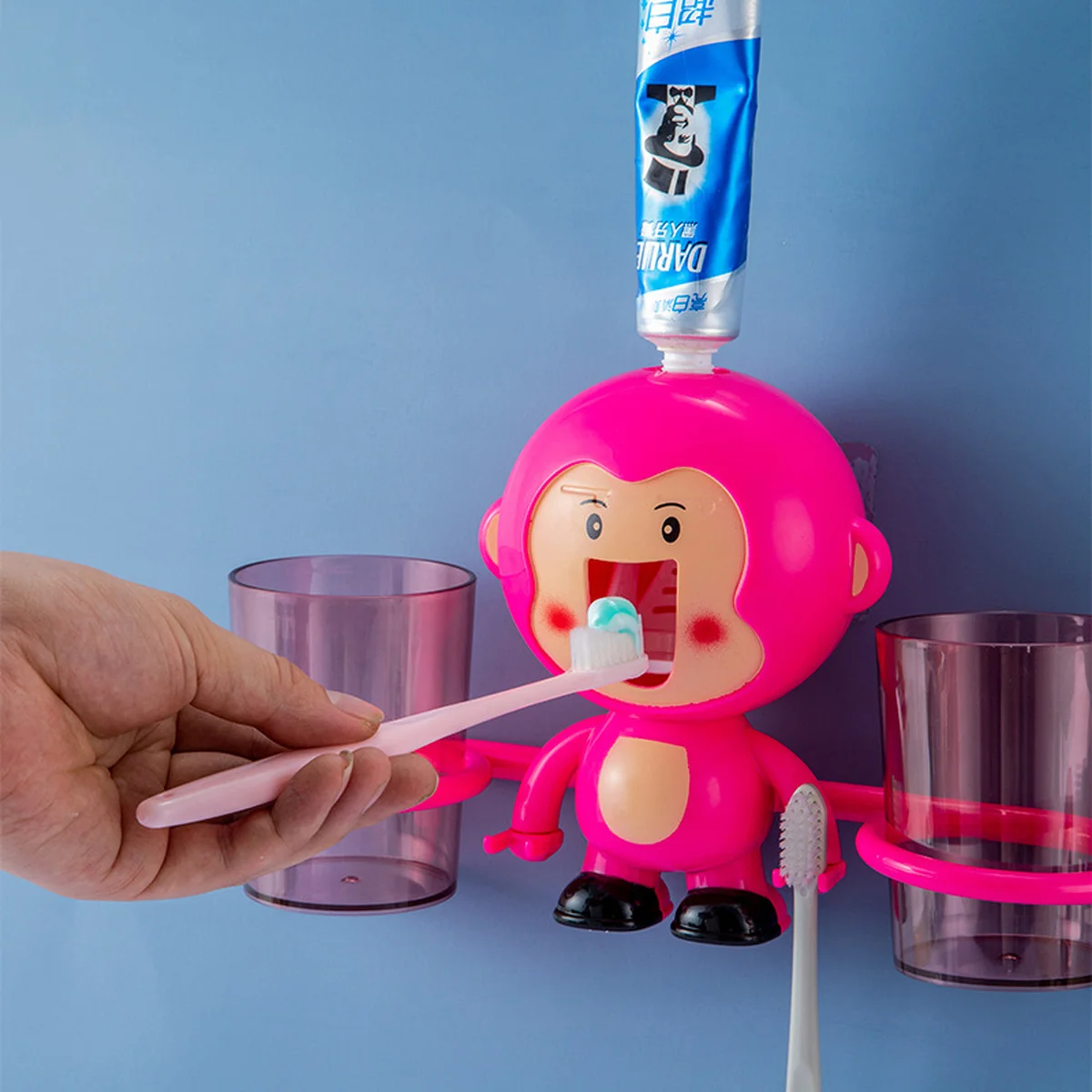 Monkey Dispenser Automatic Toothpaste Squeezer Wall Tooth Brush Holder for Kids Toothpaste Dispens Kit Bathroom Accessories Sets