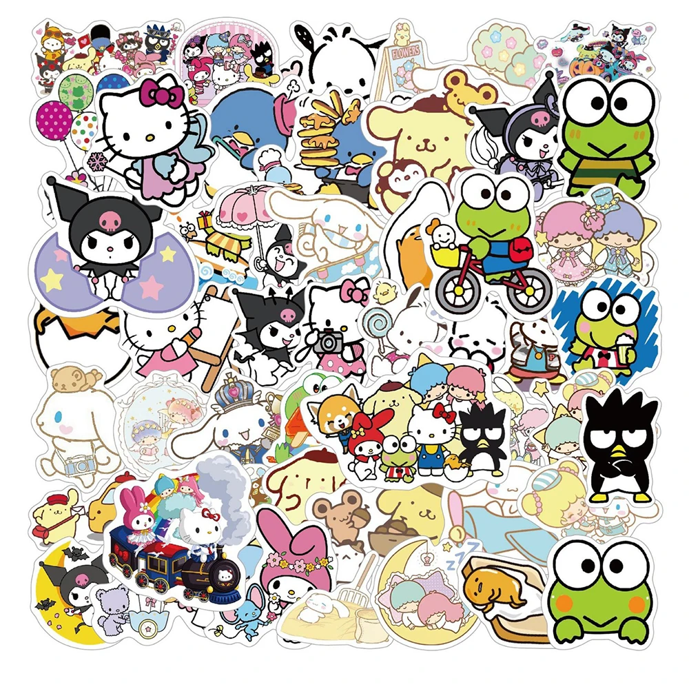 10/30/49PCS Sanrio Kawaii Anime Stickers DIY Motorcycle Travel Luggage Phone Guitar Laptop Classic Toy Cute Kid Sticker Decals