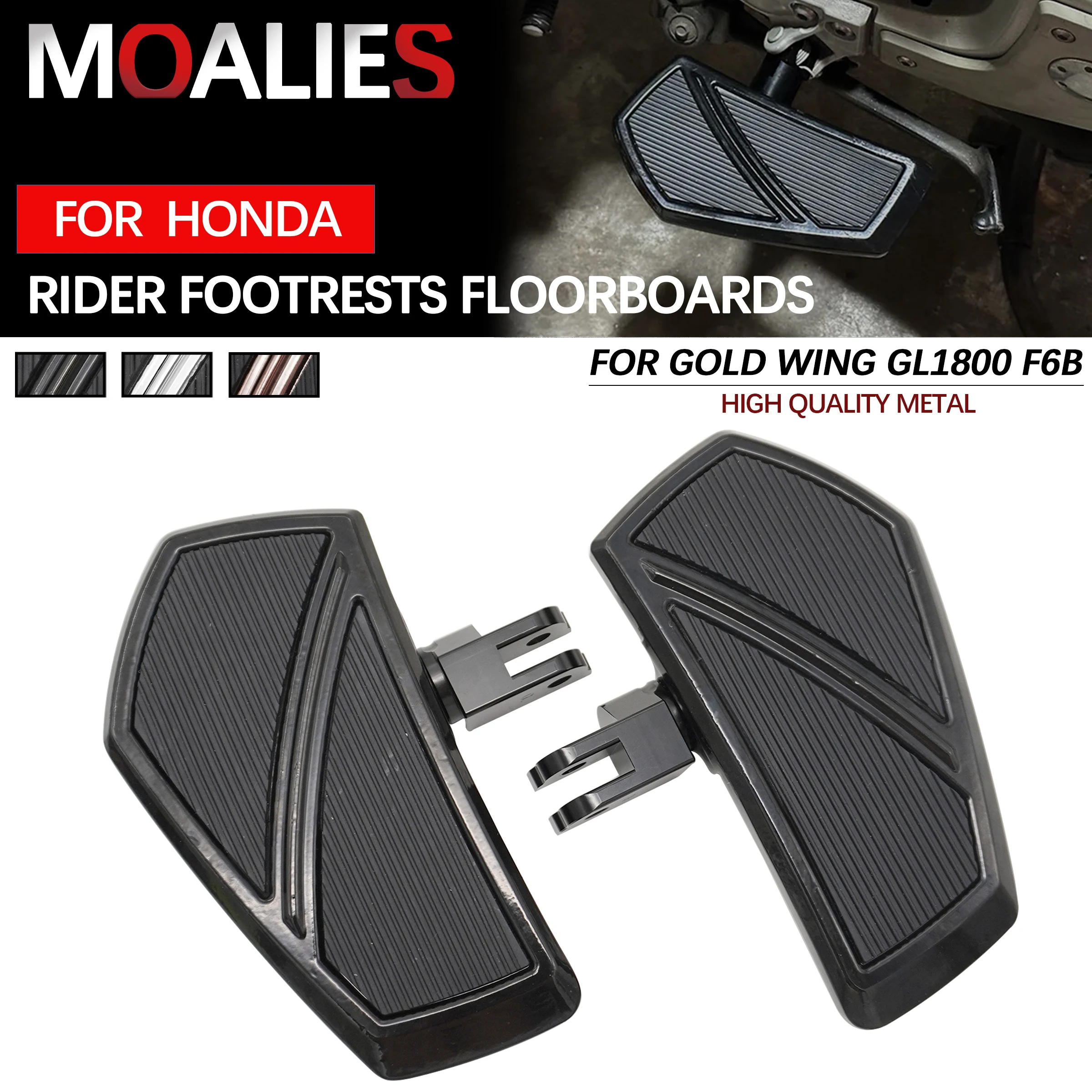 

For Honda Gold Wing GL1800 Goldwing GL 1800 F6B 2018-2024 Rider Floorboards Driver Footboard Front Foot Rest Wide Footrest large