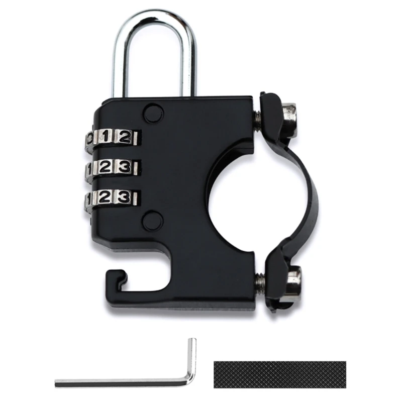 

AntiTheft Helmets Lock Combination Password Security Lock for Motorcycle Scooter ATV Bicycles for 22-28mm Handlebar