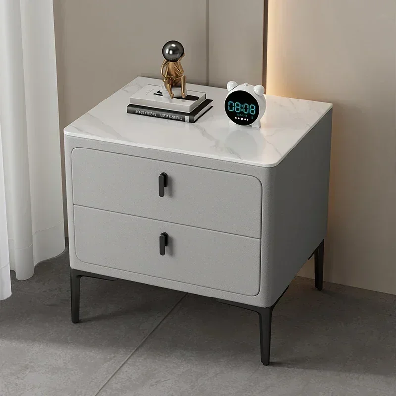 Simple High-quality Chic Modern Italian Bedsides Table Gray Colour Wood Luxury Minimalist Bedsides Table Minimalist Dormitorio