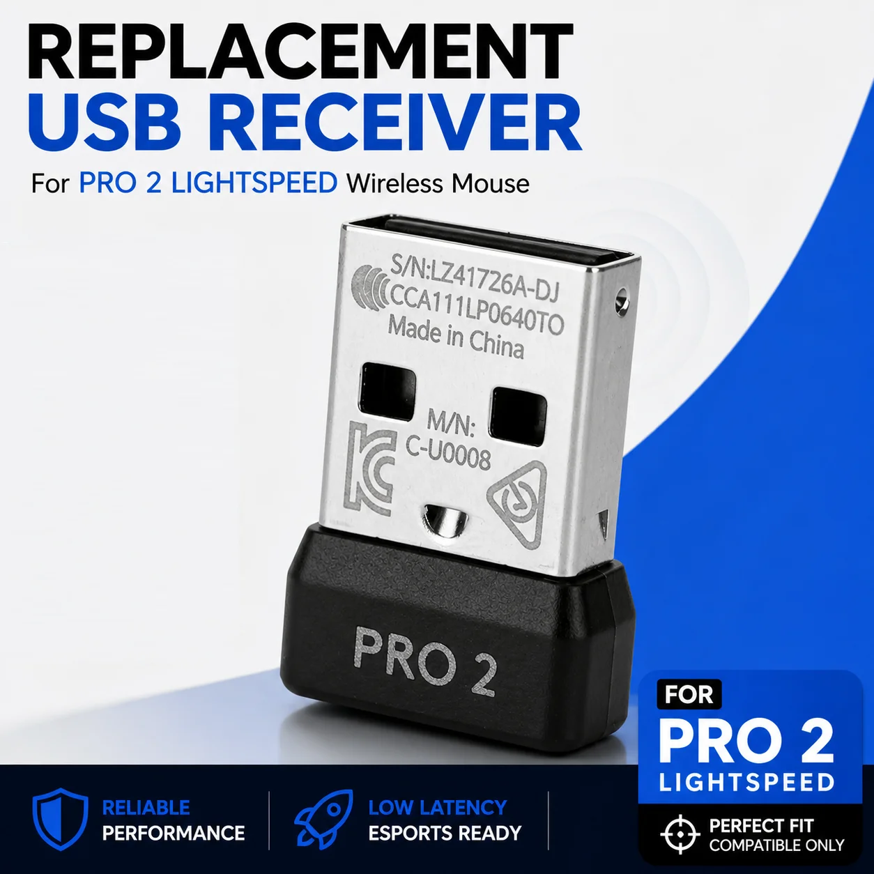 Replacement USB Receiver Adapter For Logitech G pro 2 LIGHTSPEED Wireless Gaming Mouse 2.4GHz Dongle Re-Pair Support