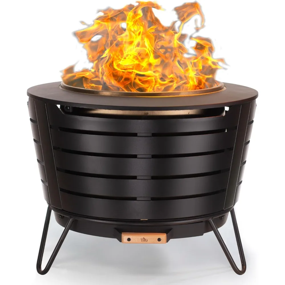 

25-Inch Smokeless Wood-Burning Outdoor Fire Pit for Backyard, Patio, and Garden with Removable Accessory
