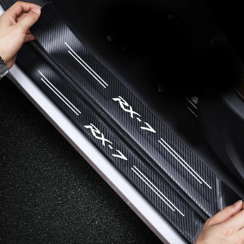 

For Mazda RX-7 RX7 Logo Car Front Rear Threshold Stickers Anti Scratch Tail Trunk Door Sill Protective Decals Accessories