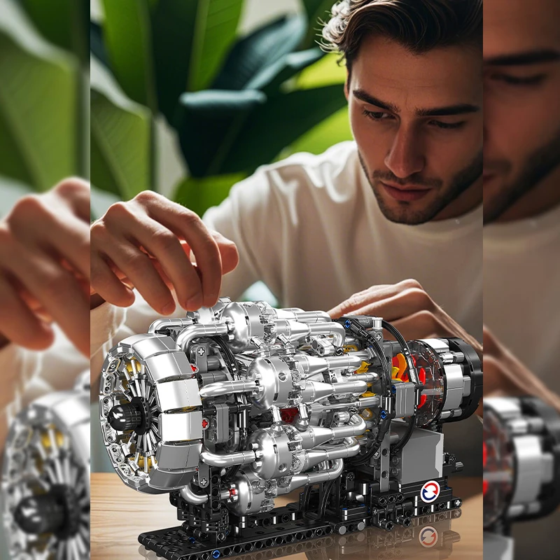 محرك كهربائي توربوجيت للسيارة الخارقة من مولد كينج |   لعبة محرك قابلة للبناء |   اللبنات MOC للبالغين |   1214 قطعة