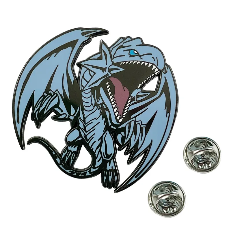 Blue-Eyes White Dragon Badges Anime Yu-Gi-Oh! Metal Pins Japanese Manga Brooches for Backpack Bag Clothing Lapel ACG Cosplay Toy