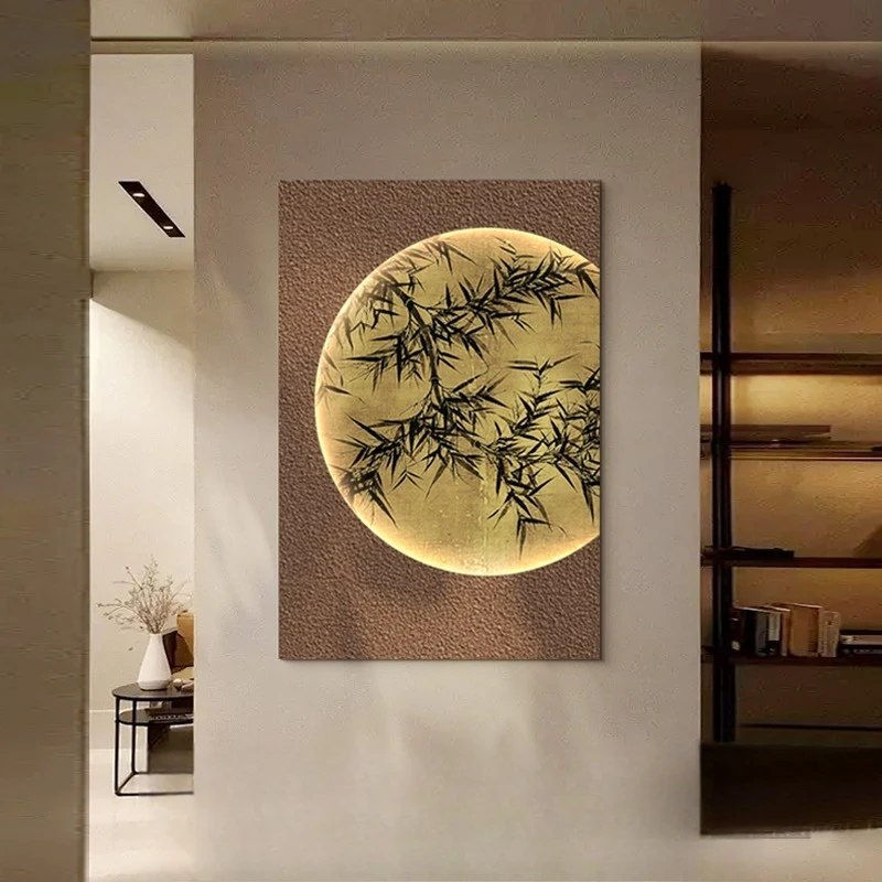 xx-Wabi Sabi Style Foyer Led Decorative Painting Sandstone Home Decoration Living Room Bedroom Sofa Aisle Background Mural Light