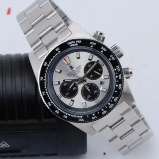Tactical Frog Men Chronograph Watch 43.5mm Solar Eco-Drive Quartz Wristwatch 20Bar Waterproof C3 Luminous Sapphire Mirror VS75B