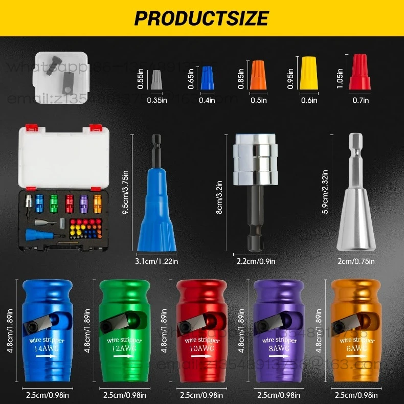 8/10/12/14 wire stripper tool set, wire stranding machine, for stripping of home improvement electrician drill bits