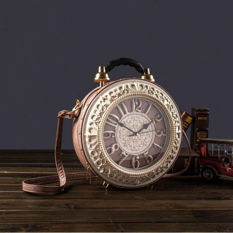 الإبداعية حقيبة ساعة العمل الحقيقية للنساء ساعة حقيقية حقيبة كتف ريترو بولي Leather حقائب جلدية كروسبودي الإناث B