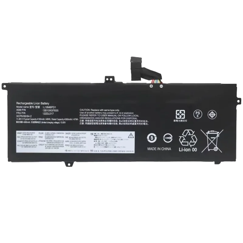 

New Replacement Battery For Lenovo L18M6PD1 L18L6PD1 L18C6PD2 02DL018 11.46V 4190mAh High Capacity Li ion Notebook Battery