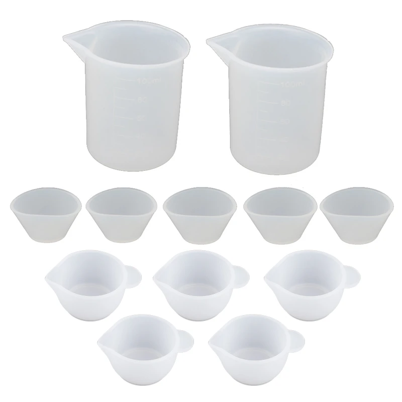 12Pcs/set Silicone Resin Mixing Cups Set Nonstick Measuring Cups Pouring for Epoxy Resin DIY Tools Casting Molds Drop Shipping