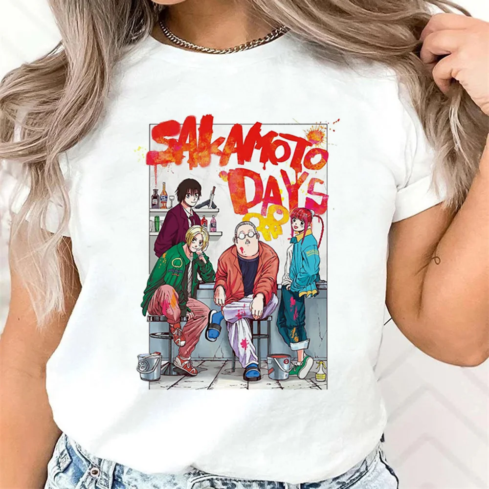 Sakamoto Days T-shirt Female Punk Trendy Vintage 80s Digital Sleeve Pastel Graphic Korean Clothes 2000s Hip Hop Streetwear Tops