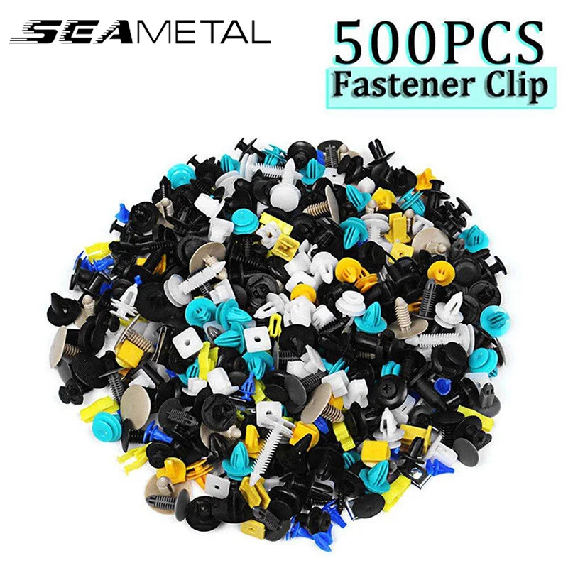 SEAMETAL Car Fastener Clips 500Pcs Mixed Car Fastener Universal Car Bumper Retainer Clips Plastic Push Rivet Door Clips Panel