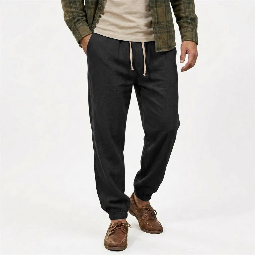 Men's Solid Color Harem Sweatpants Casual Athletic Joggers Loose Pants Activewear Trousers Korean Gym Man Drawstring Track Pants