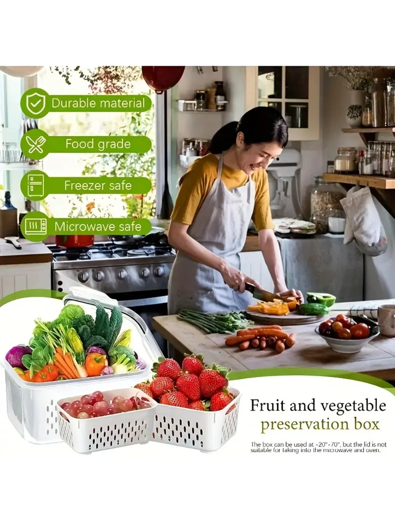 6 قطع من حاويات تخزين الطعام الفاخرة - مقاومة للتسرب، وقابلة لإعادة الاستخدام، وقابلة للتكديس، ومحمولة - مثالية للحوم والفواكه والخضروات،