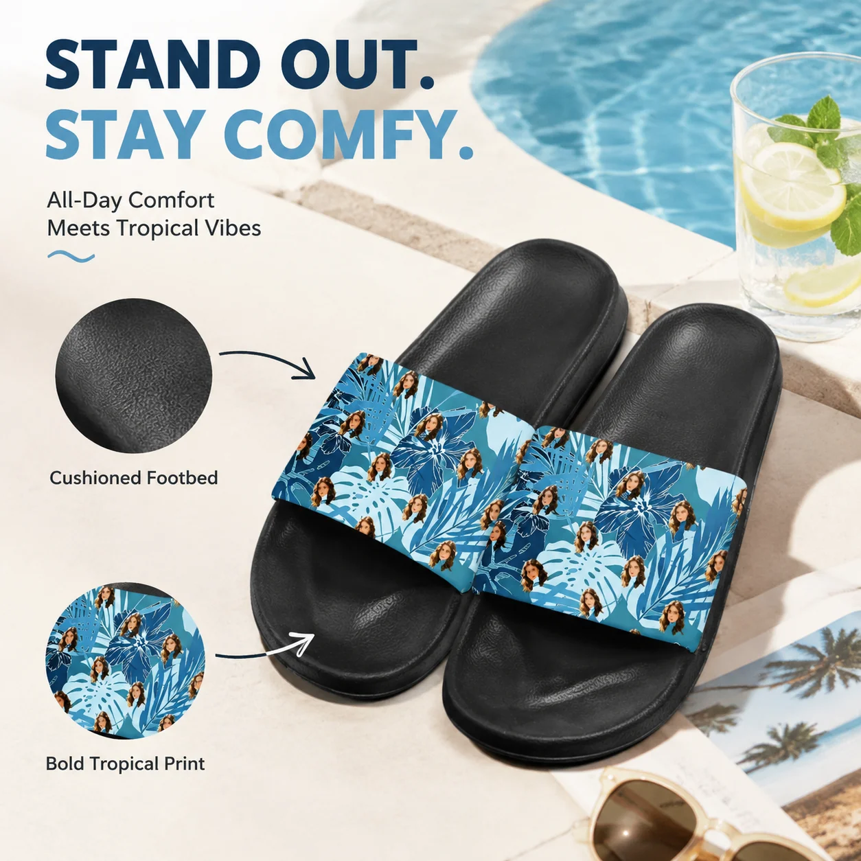 Customized women's slippers Customized text slippers Personalized fun text pictures Customized gifts for family and friends