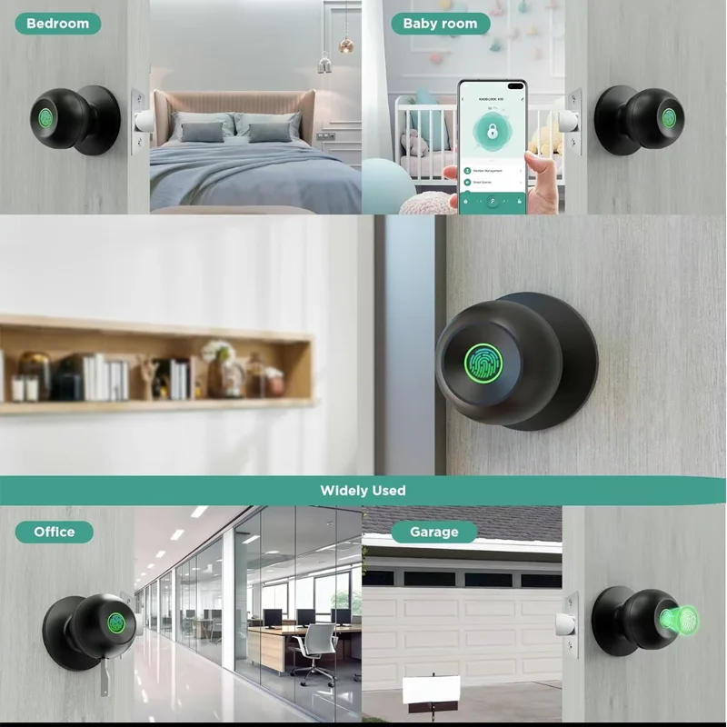 Bluetooth Tuya APP Control Smart Door Lock Keyless Door Handle Fingerprint Digital Electronic Door Lock