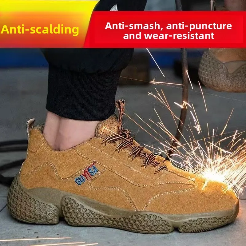 أحذية الصلب تو رجل سلامة الدورية زر الرجال أحذية رياضية مكافحة سحق المضادة للثقب أحذية أمان خفيفة الوزن تنفس الصلب تو