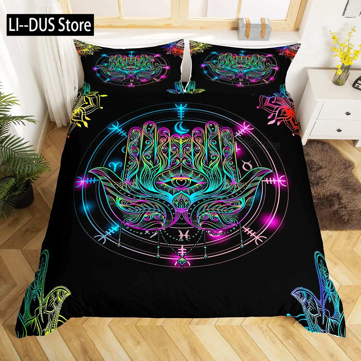 مجموعة غطاء لحاف همسة، طقم سرير مزخرف مكون من 3 قطع مع 2 وسادة شمس، مقاس كينج كامل للأطفال الأولاد والبنات ديكور غرفة النوم