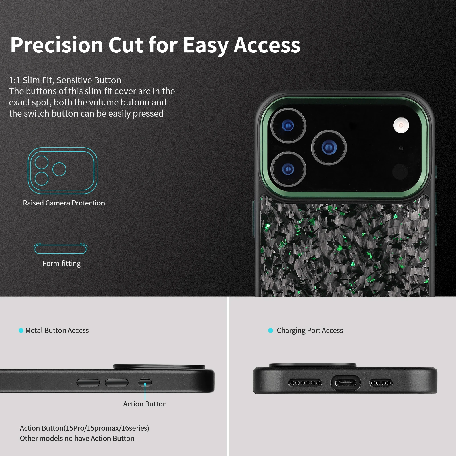 

Модный роскошный чехол премиум-класса из кованого углеродного волокна для iPhone 17 Pro Max, противоударный противоскользящий чехол для беспроводной зарядки