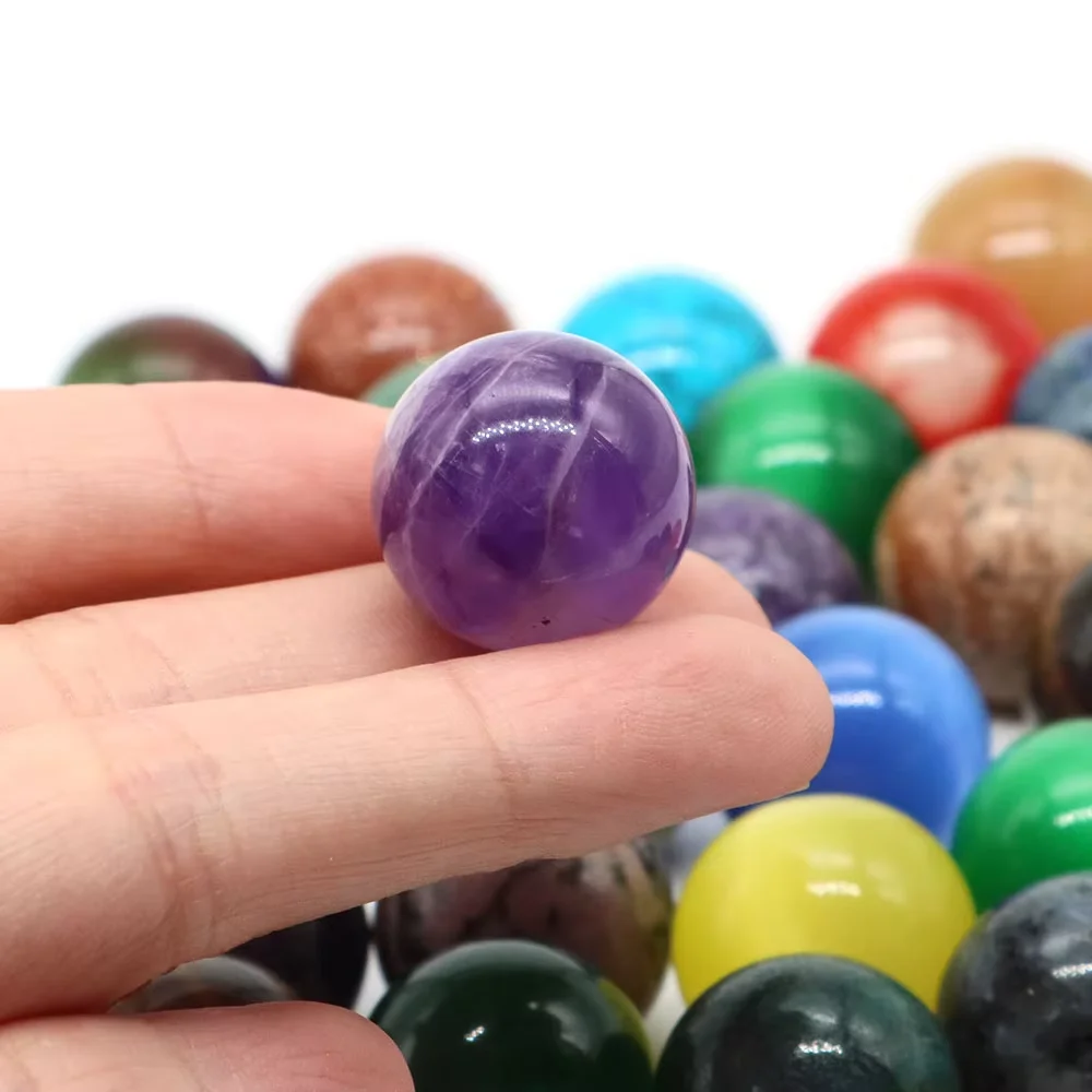 20mm Natural Stone Round Ball Amethyst Rose Quartz Lapis Healing Crystal Gemstone Sphere for Home