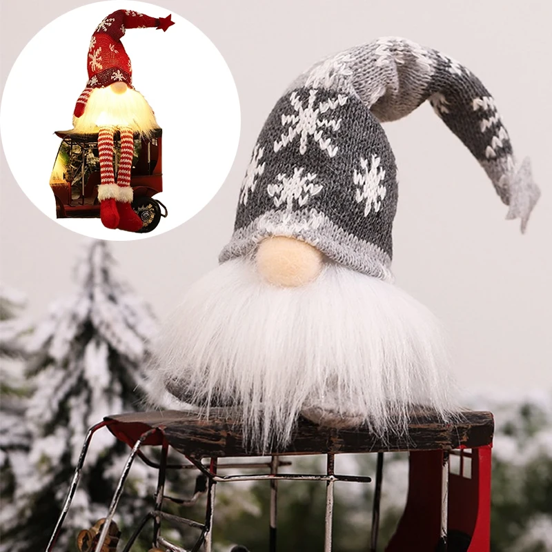 

Christmas Faceless Doll 6 Style Gnome Ornaments LED Light Plush Knitting Crafts Pendant Decor Christmas Decor For Home Kids Gift