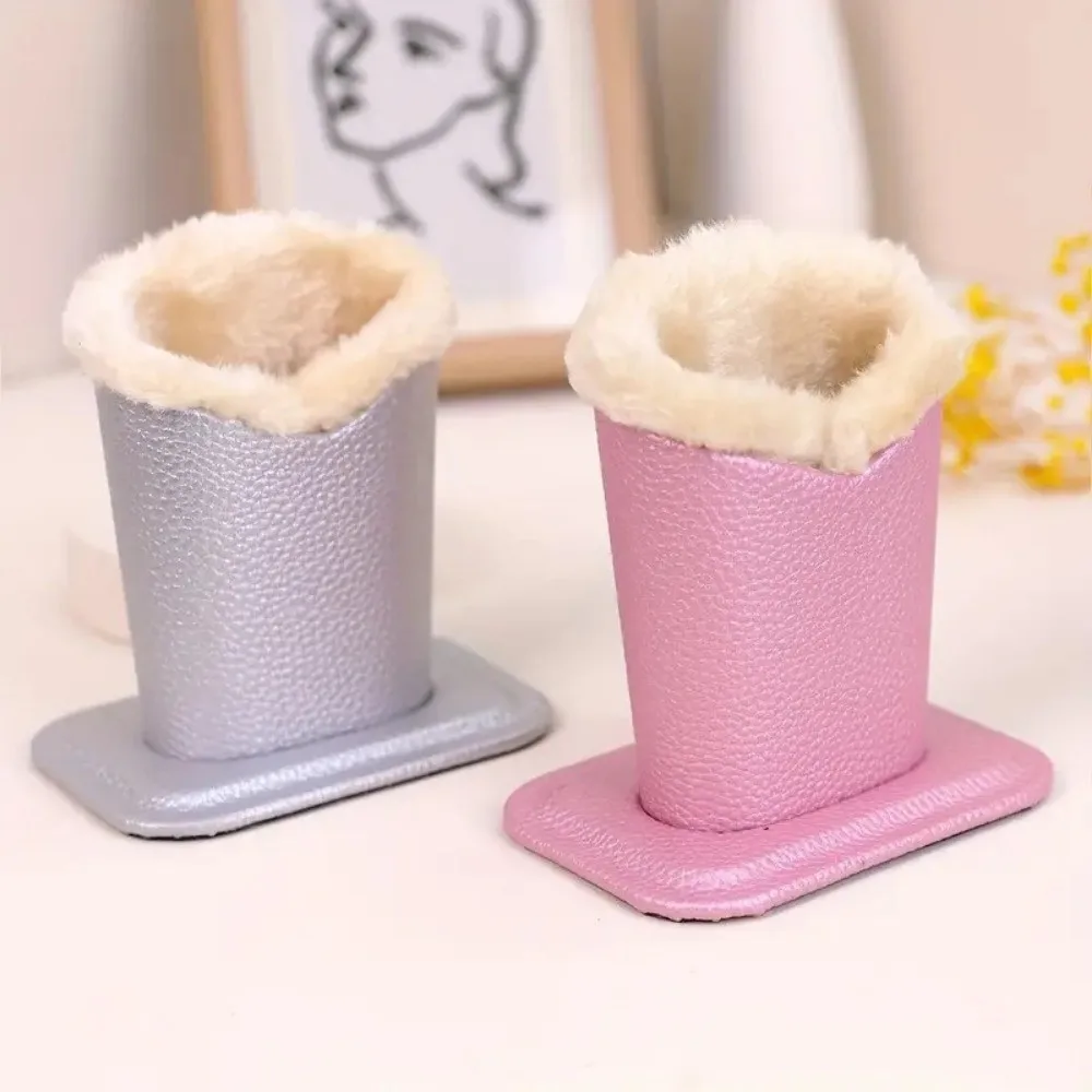 

PU Leather Plush Eyeglass Holder Large Capacity Soft Plush Lining Eyeglass Stand Display Save Space Brush Pot Pen Holder