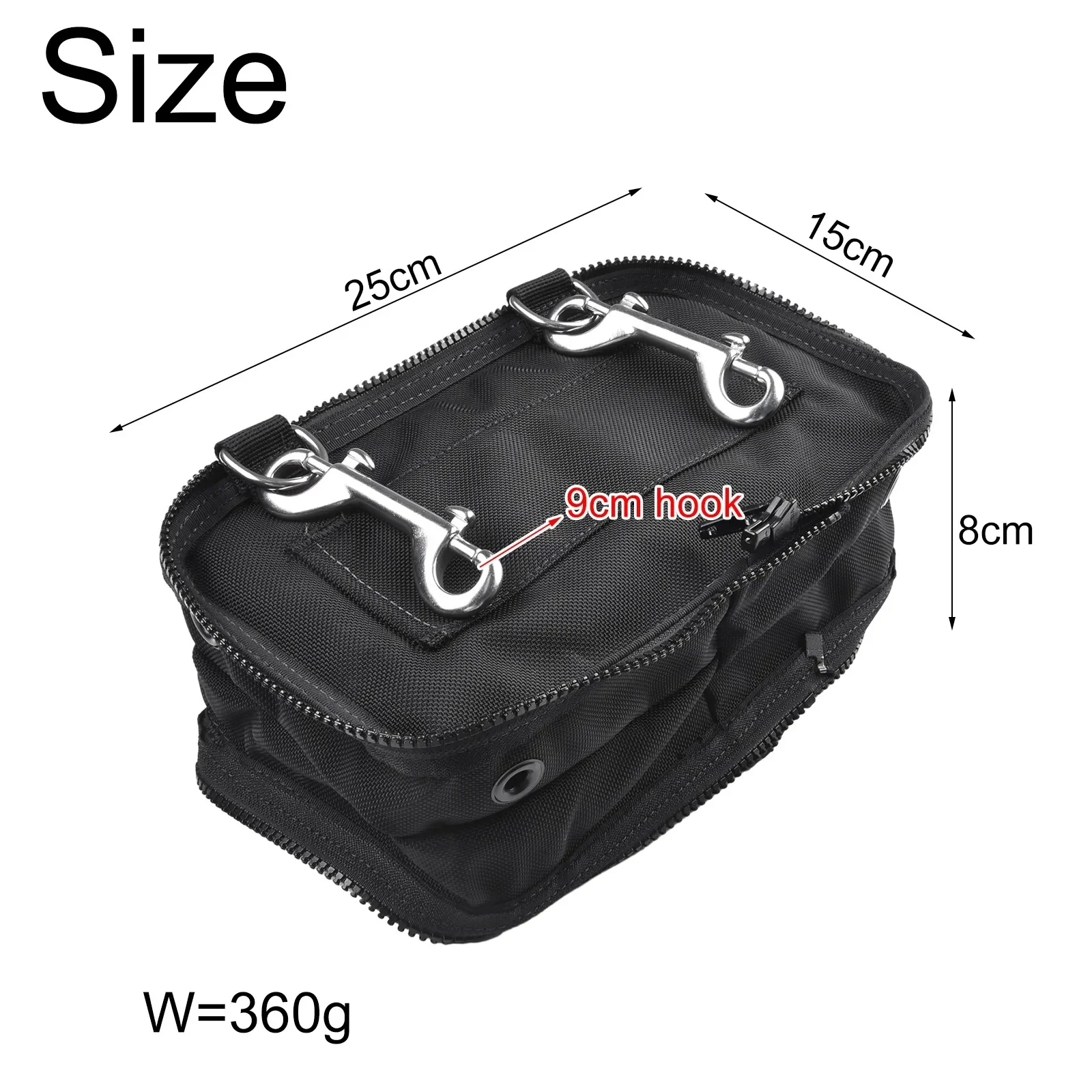 Storage Pouch Sidemount Pouch Bag Storage Pocket With Snap Hook Accessories BCD Side Mount Black Mini 25 15 8cm