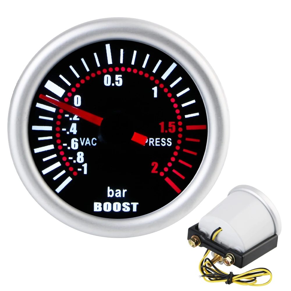 

Turbo Pressure Gauge Turbo Boost Meter Universal 2" 52mm White LED Backlight Smoke Lens 12V -1~0~2Bar Car Modification