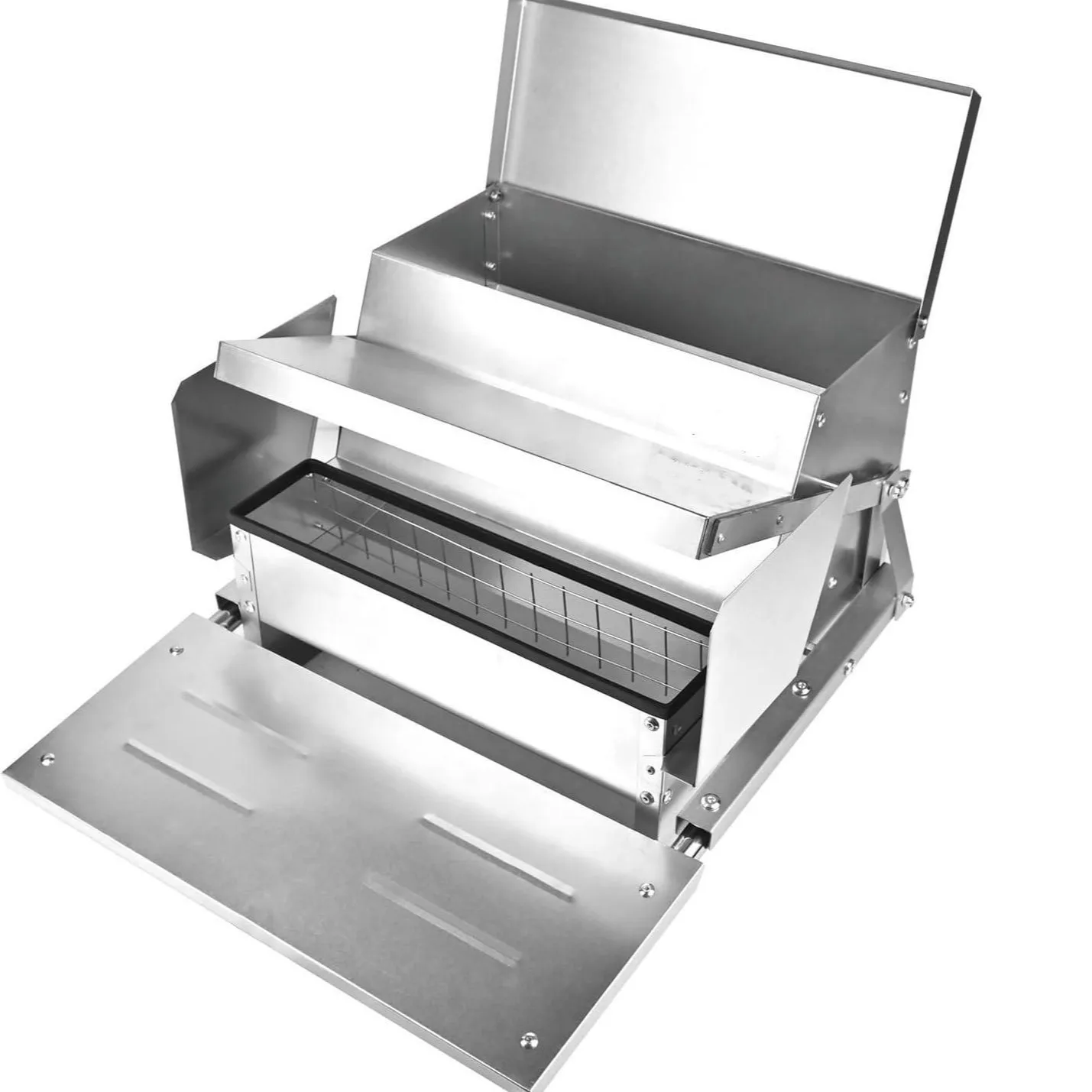 Poultry Feeder, Automatic Treadle Feeding Trough, Chicken Duck Feed Dispenser, Waste-Prevention Design, Farm Equipment