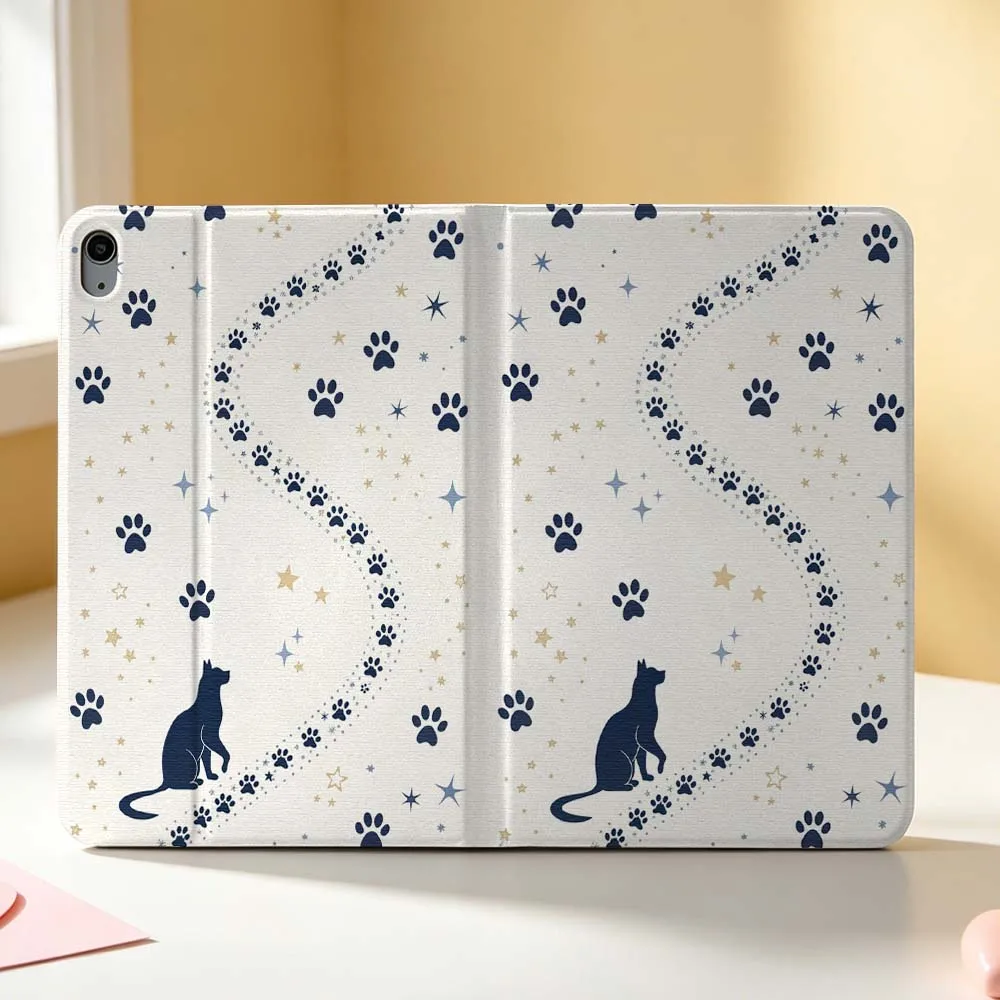 Animal Cat Paw Print Art For Apple iPad Pro Mini Air A16 A17 A14 4 5 6 7 6th 12th Gen M5 11 13 M4 Pen Tray Tablet Case Soft