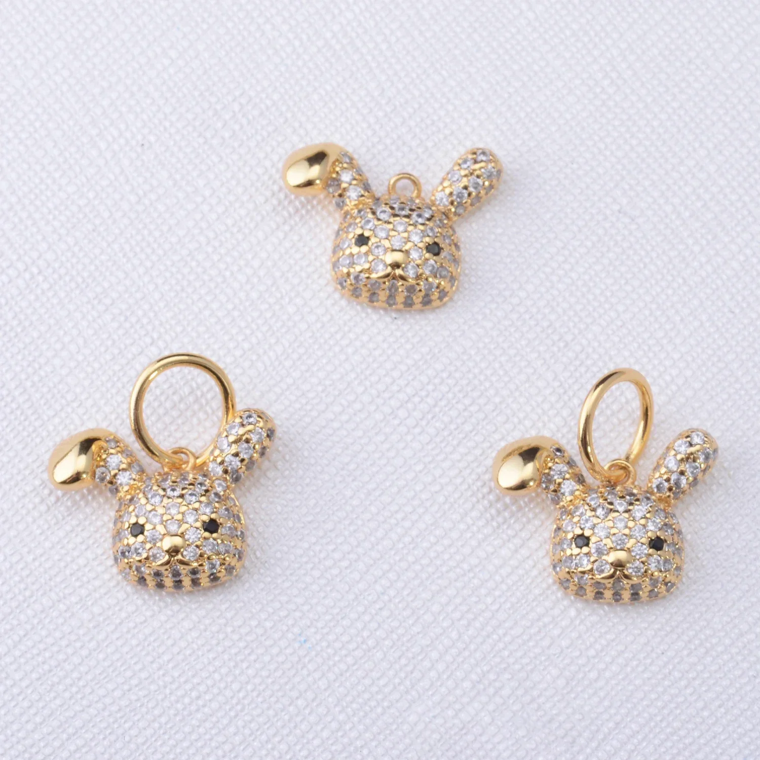 9 PCS Cute Zircon Rabbit Small Pendant for Diy Jewelry Earrings Bracelet Necklace Making Accessories Brass Parts Delicate Charm