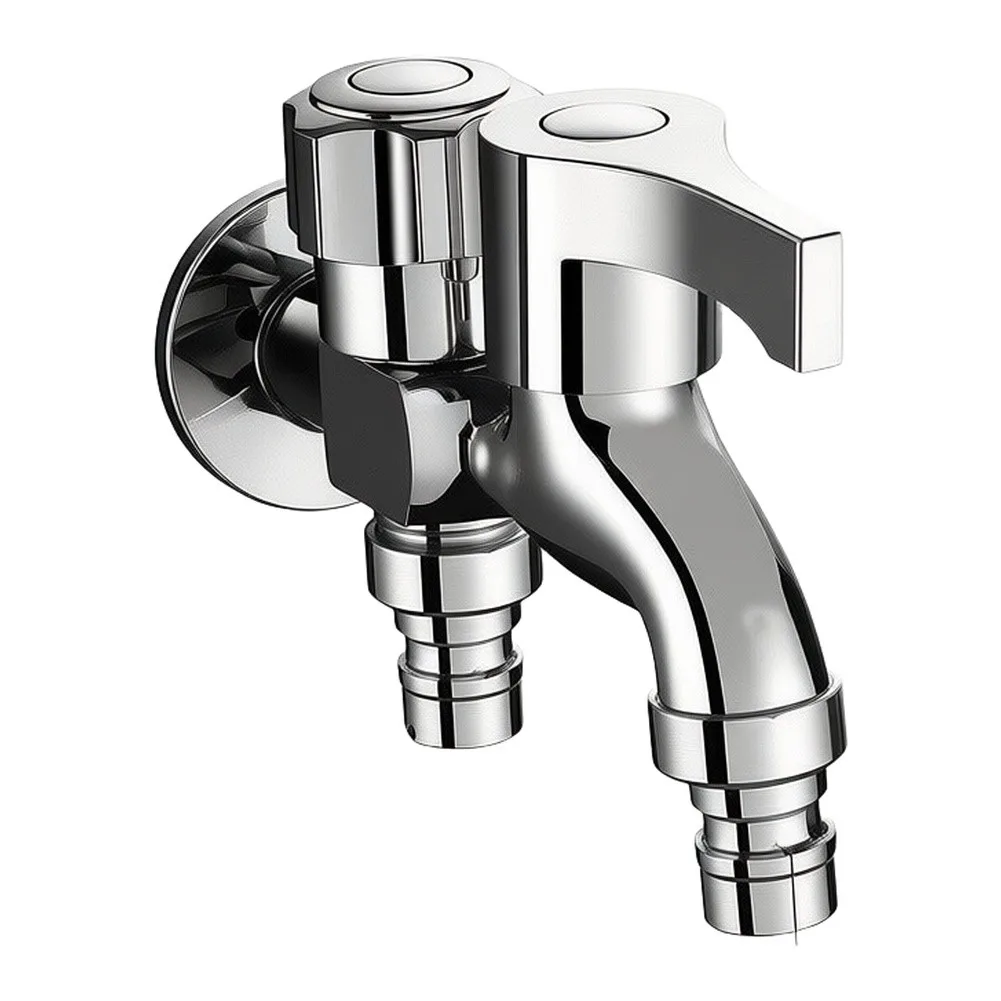 Zinc Alloy Outdoor Faucet Compatible with For washing Machine Quick Connect Fitting Copper Core 12x11x3cm Silver