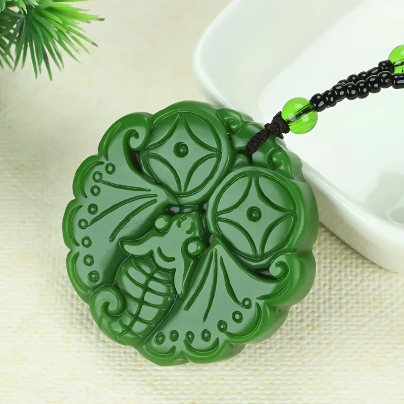 

Элегантное зеленое ожерелье с подвеской из натурального камня, аксессуары для свитера в этническом стиле