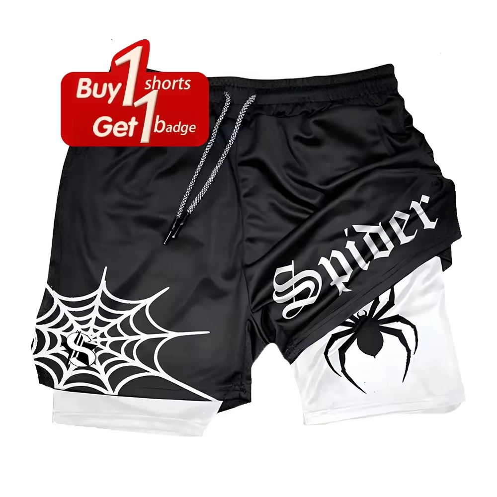 

One Piece Naruto 2025 Горячие новые шорты с принтом аниме Мужские двухслойные брюки 2 в 1, летняя спортивная одежда, быстросохнущие брюки для тренировок Y2k