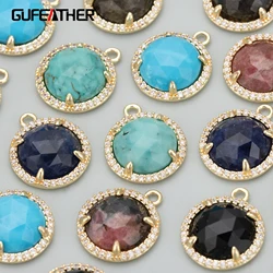 GUFEATHER MD02,jewelry accessories,18k gold plated,nickel free,copper,natural stone,charms,jewelry making,diy pendants,4pcs/lot