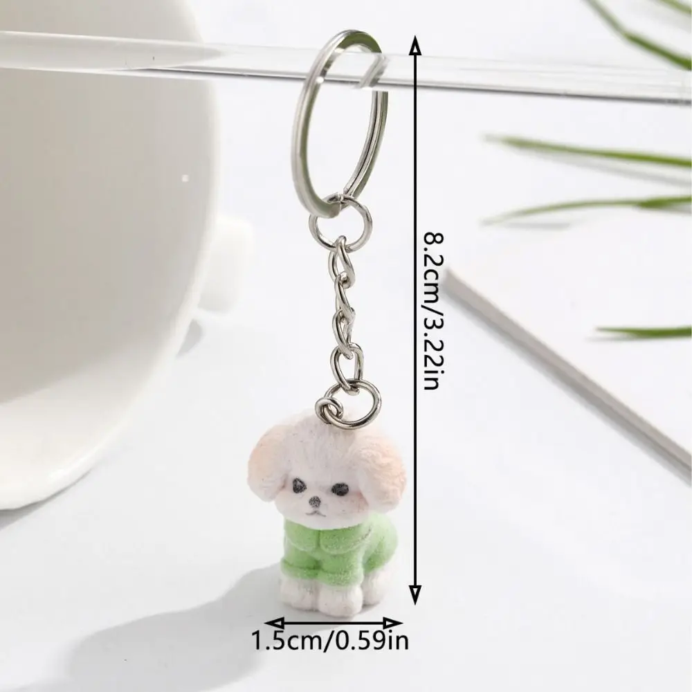 Bag Pendant Flocking Flocking Cat Keychain 3D Cat Dog Fuzzy Cat Keyring Cute Kawaii Cat Keychain Car Keys