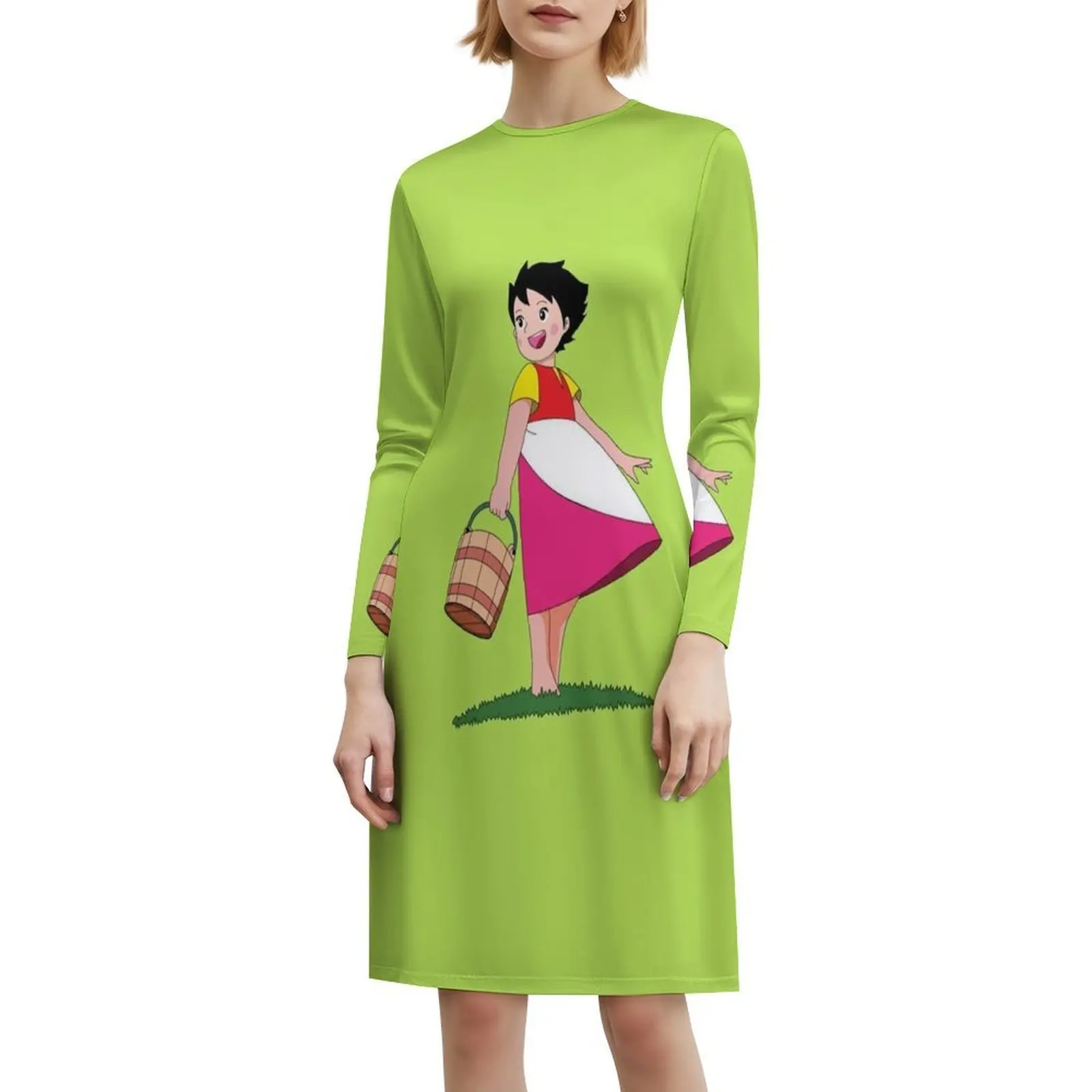 فستان Happy Heidi النسائي الهيب هوب ملابس الشارع الشهير جرافيك مطبوع للحفلات ملابس للنادي Heidi Heidi Story ريترو كارتون فستان نسائي ريترو #6