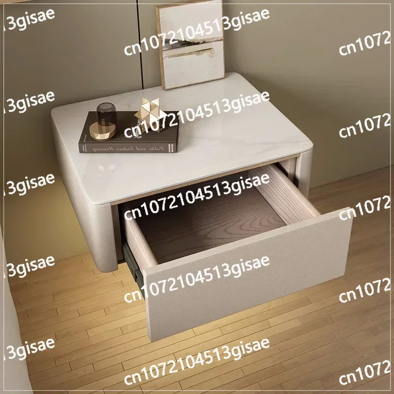 Modern Style Creative Floating Nightstand 1 Drawer Bedside Table with Sintered Stone Top