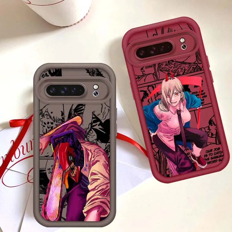 

Chainsaw Man Anime Art For Google Pixel 9 8A 8 7 7A Pro XL 5G Eye Ladder Soft TPU Shockproof Cover Phone Case