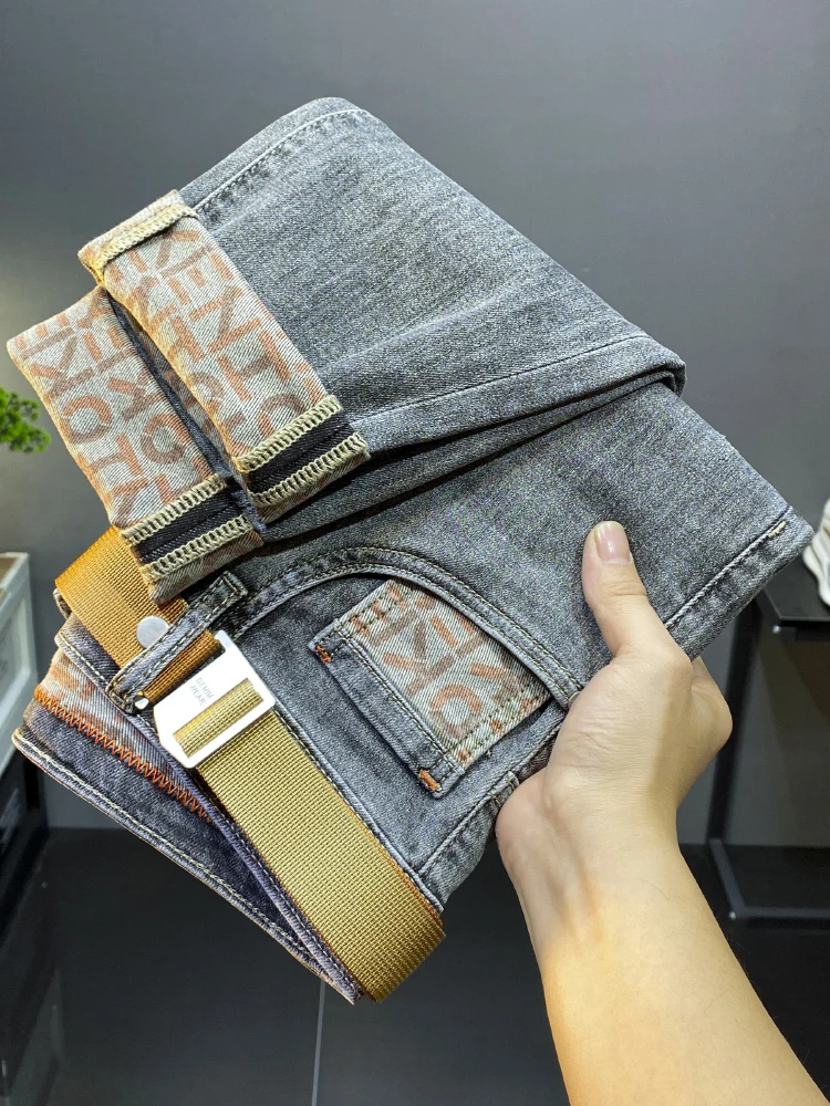 

Gray Loose Fit Men's Jeans Trendy Brand New Style Nine-Piece Casual Loose Leggings Modern Style Youth Popular Long Pants
