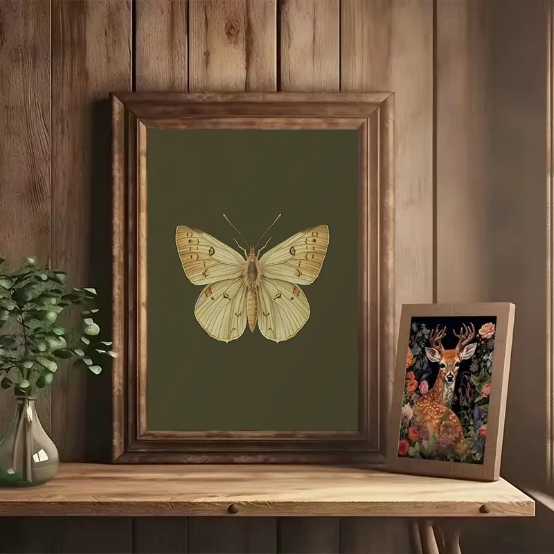 1pc frameless Canvas Painting Vintage Insects Moth,Butterfly,Beetle Botanical Sketch Poster HD Prints Canvas Painting Wall Art P