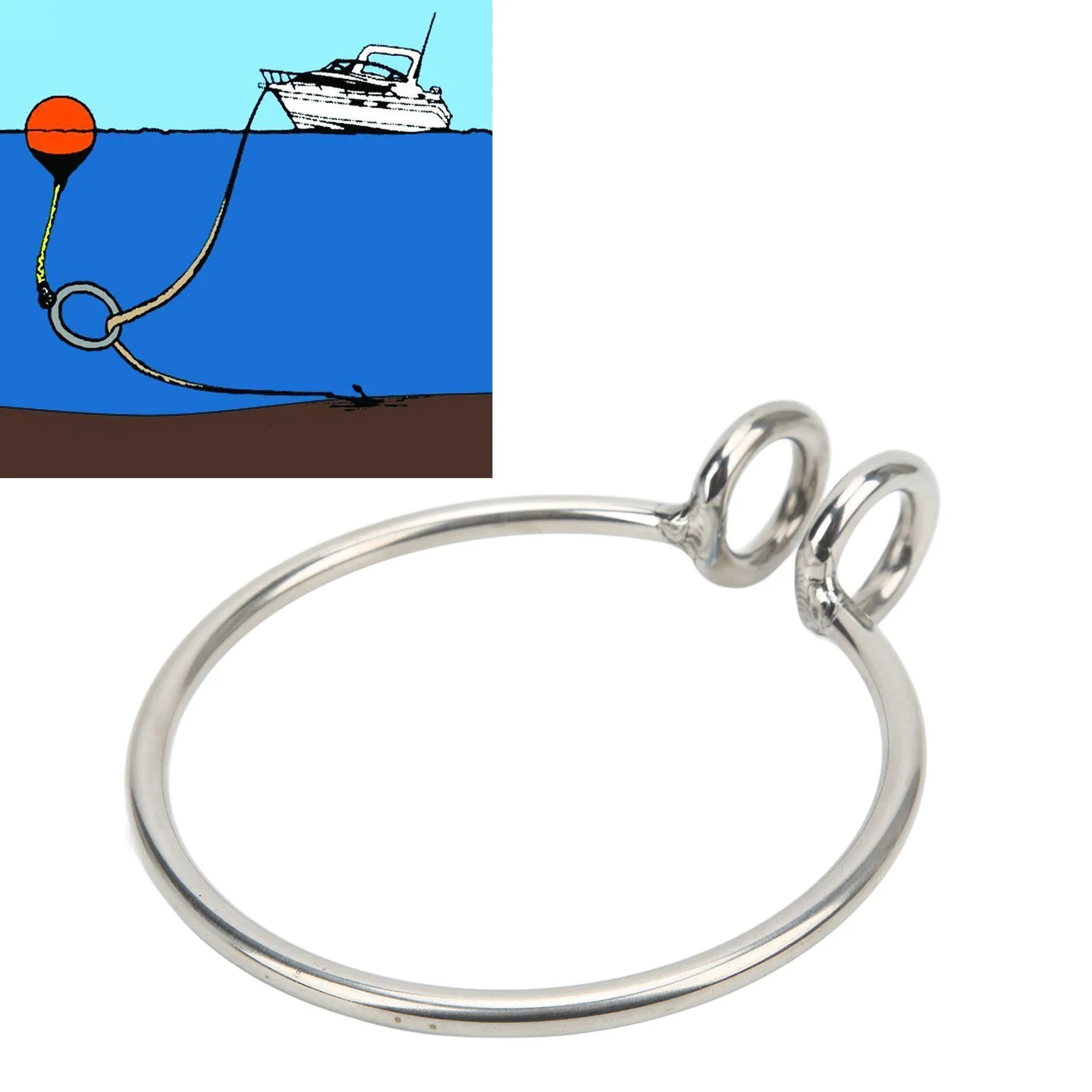 New 8mm Marine Anchor Retrieval Ring Anchor Retrieving System Stainless Steel Polished for Boat Yacht Fishing