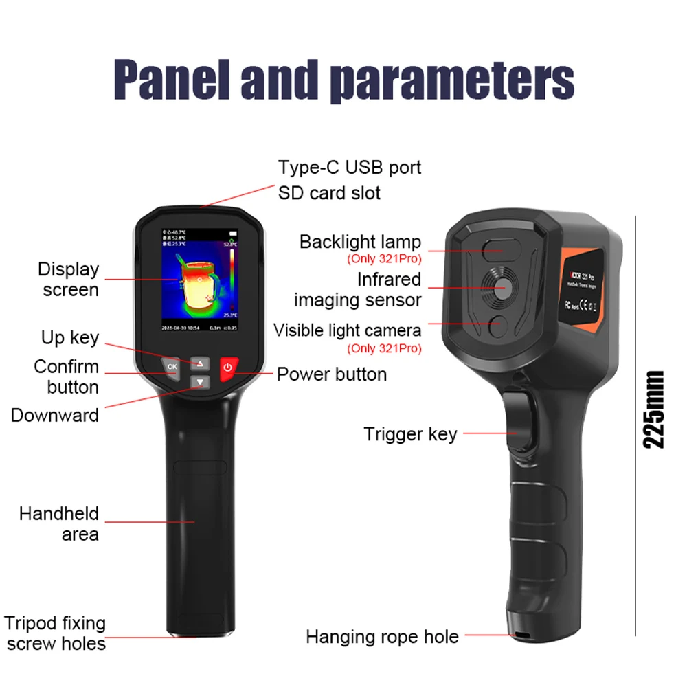 Victor 321 Handheid Infrared Thermal Imager -20~550℃ Recharge Battery Camera TISR 240*240 High Refresh Rate Image Stabilization