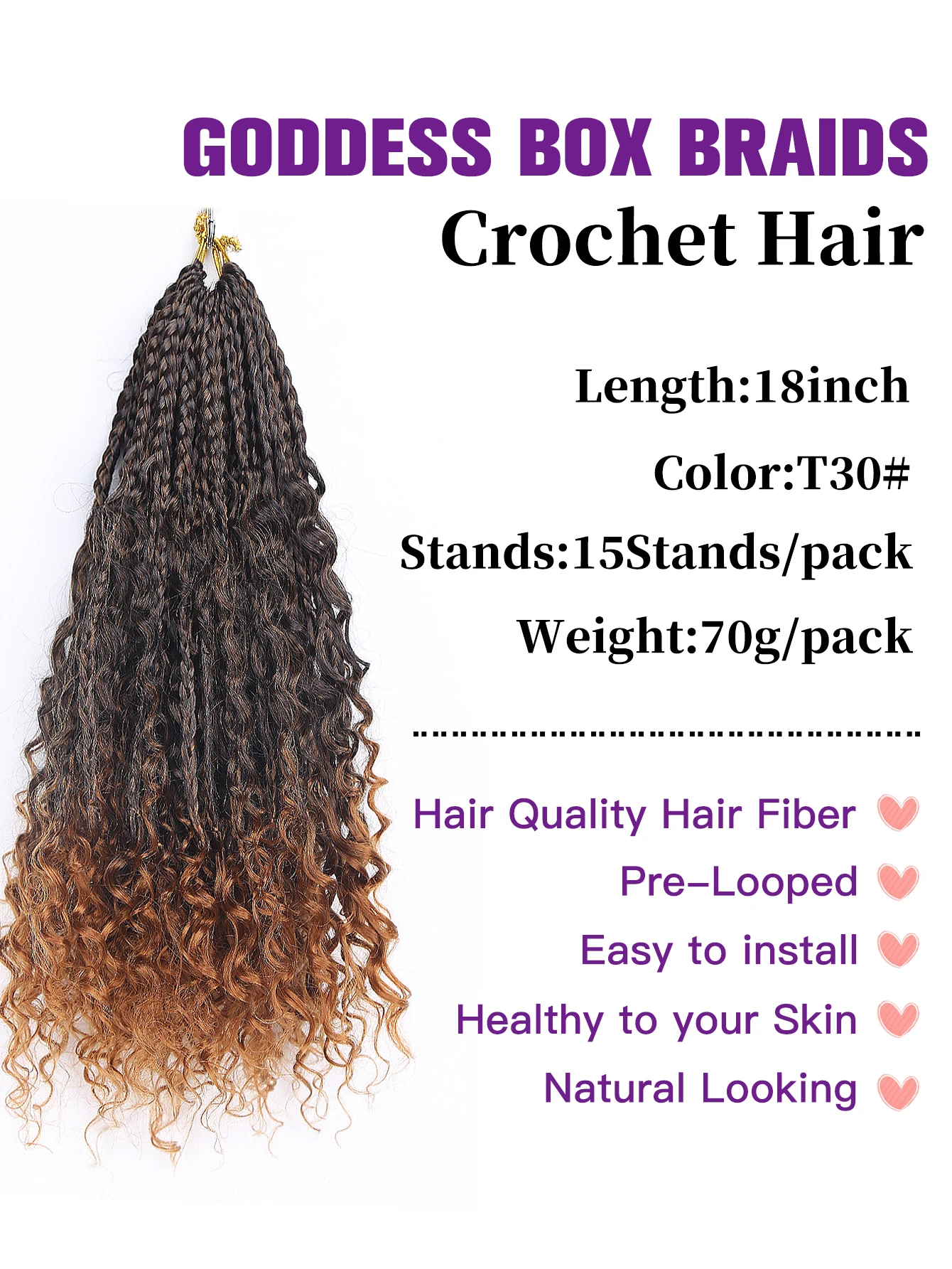 14 18 24 pollici Boho trecce Bohemian Goddess trecce Extension Black Jumbo Box trecce Crochet Hair Ombre intrecciare i capelli per le donne